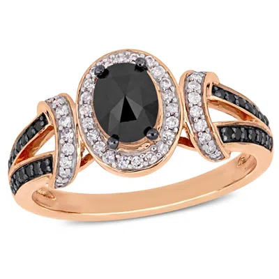 Mimi & Max 1ct Tw Black White Split Shank Ring 10k Rose Gold In Black