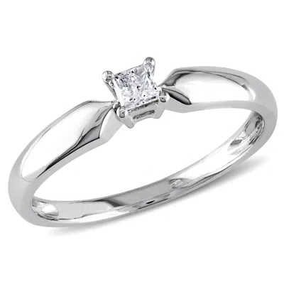 Mimi & Max 1/10ct Tw Princess Cut Diamond Solitaire Engagement Ring 10k White Gold In White