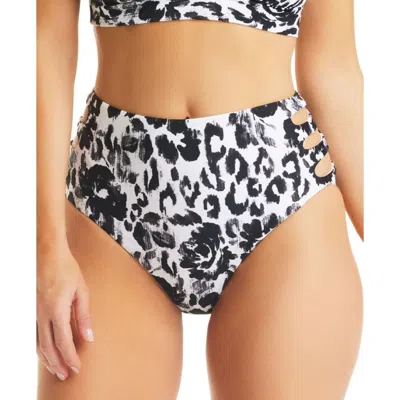 Bar Iii Womens Cut-out Printed Swim Bottom Separates In Black