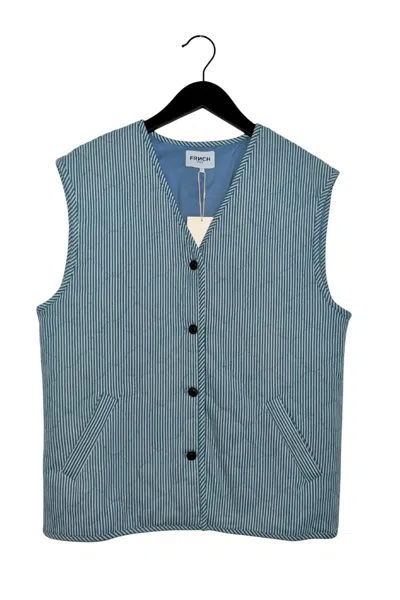 Frnch Striped Quilted Vest In Blue In Blue
