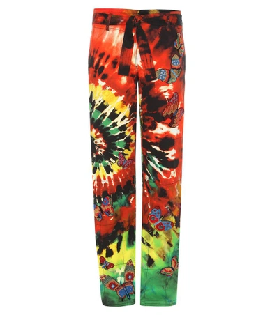 Valentino Printed Cotton Trousers With Appliqué In Multicoloured