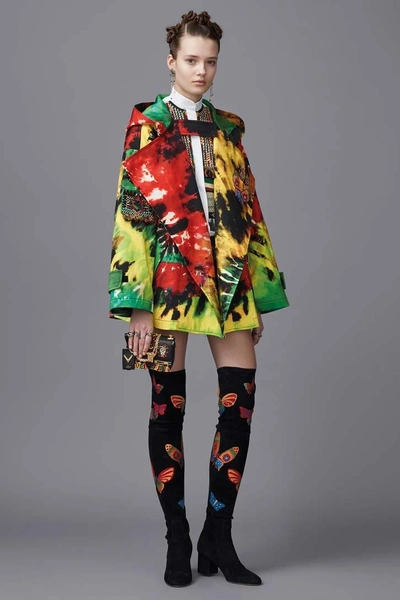 Shop Valentino Embroidered Printed Cotton Jacket In Multicoloured