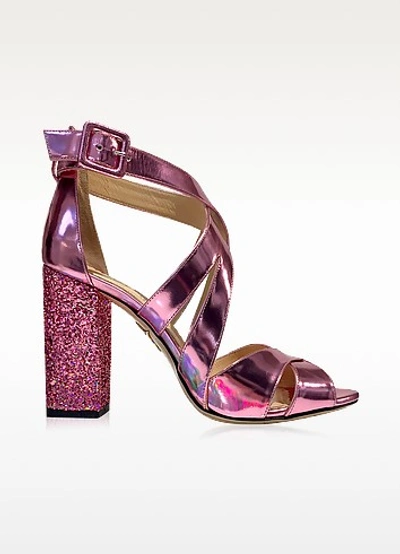 Charlotte Olympia Apollo 100 Embellished Leather Sandals In Pink