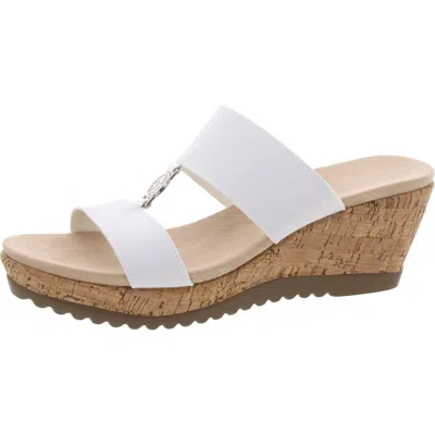 Anne Klein Rikki Womens Textured Platform Slide Sandals In White