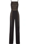 ELIE SAAB Paneled cady and open-knit jumpsuit