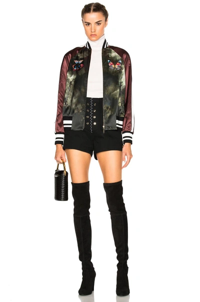 Shop Valentino Butterfly Bomber Jacket In Multi