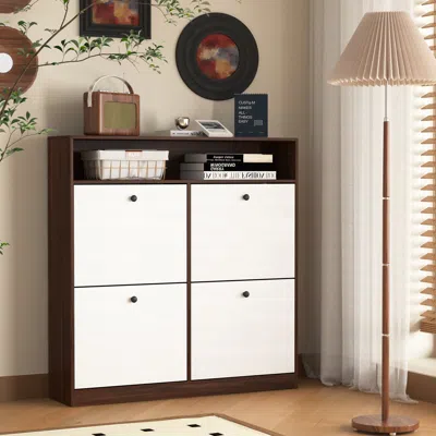 Streamdale Furniture Streamdale Shoe Cabinet 4 Flip Drawers, Freestanding, Anti-tip