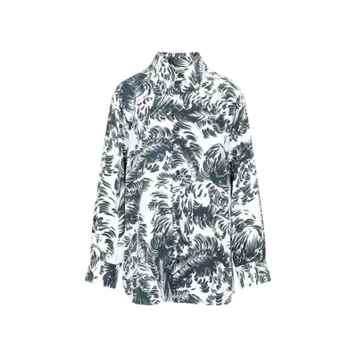 Bottega Veneta Multicolor Printed Silk Shirt In Grey