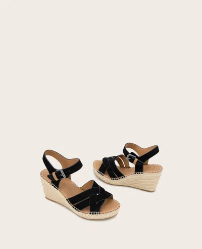 Gentle Souls - Caspian Nubuck Espadrille Wedge In Black Nubuck