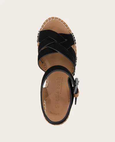 Gentle Souls - Caspian Nubuck Espadrille Wedge In Black Nubuck