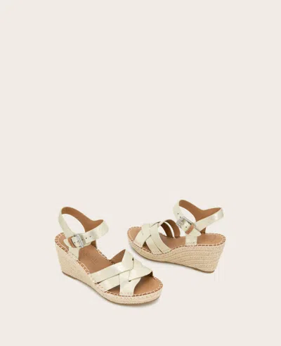 Gentle Souls - Caspian Leather Espadrille Wedge In Ice Leather