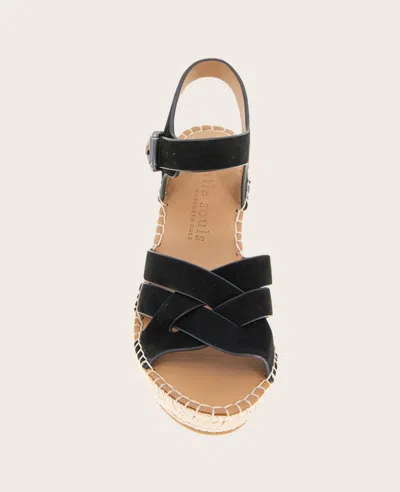Gentle Souls - Caspian Nubuck Espadrille Wedge In Black Nubuck