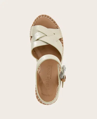 Gentle Souls - Caspian Leather Espadrille Wedge In Ice Leather
