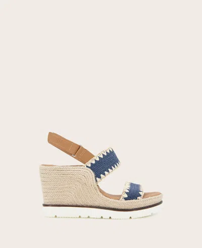 Gentle Souls - Evora Textile Espadrille Wedge In Navy Textile