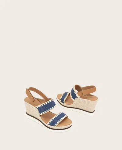 Gentle Souls - Evora Textile Espadrille Wedge In Navy Textile