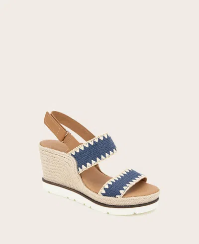 Gentle Souls - Evora Textile Espadrille Wedge In Navy Textile