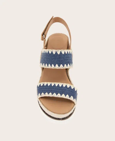Gentle Souls - Evora Textile Espadrille Wedge In Navy Textile