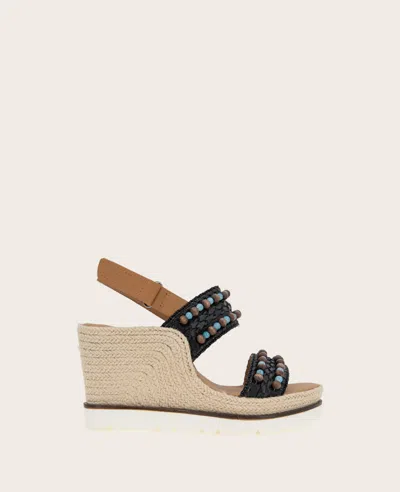 Gentle Souls - Evora 2 Leather Espadrille Wedge In Black Leather