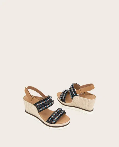 Gentle Souls - Evora 2 Leather Espadrille Wedge In Black Leather