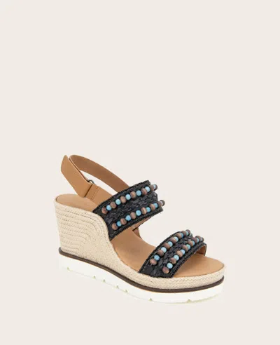 Gentle Souls - Evora 2 Leather Espadrille Wedge In Black Leather