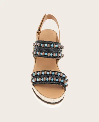 Gentle Souls - Evora 2 Leather Espadrille Wedge In Black Leather