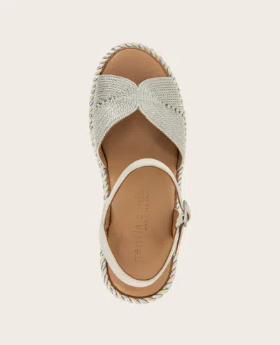 Gentle Souls - Nola Fabric Espadrille Wedge In Stone Fabric