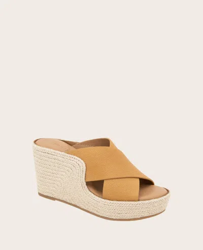 Gentle Souls - Porto Leather X Band Espadrille Wedge In Tan Leather