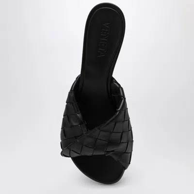 Bottega Veneta Interciato Woven Twist Mule Sandals In Black