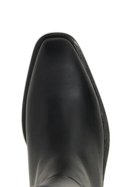 Ferragamo Tall Square-toe Boots Gold Hardware In Black