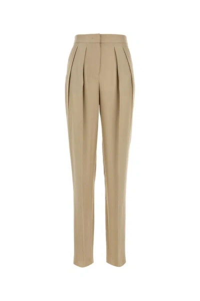 Giorgio Armani Silk Trousers With High Waist And Pockets In Brown