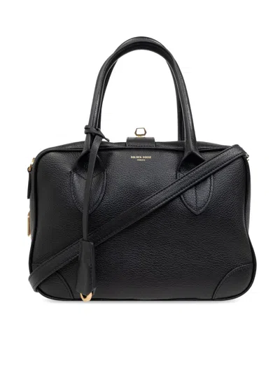 Golden Goose Life Black Sheepskin Bag And Gold Details In Black