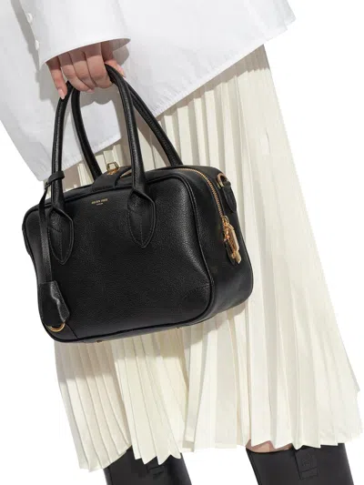 Golden Goose Life Black Sheepskin Bag And Gold Details In Black
