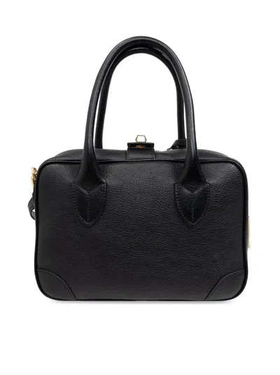Golden Goose Life Black Sheepskin Bag And Gold Details In Black