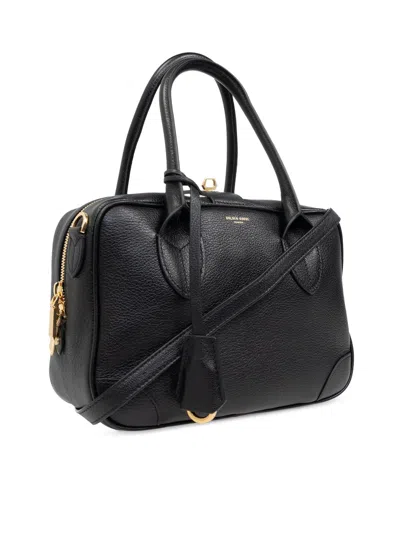 Golden Goose Life Black Sheepskin Bag And Gold Details In Black