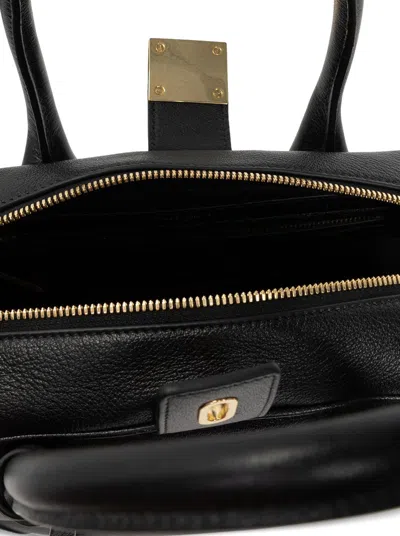 Golden Goose Life Black Sheepskin Bag And Gold Details In Black