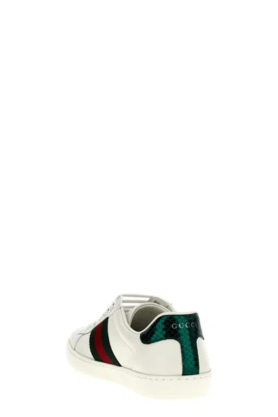 Gucci Mens Bianco Verd Ace Bee-embroidered Leather Low-top Trainers In White