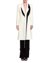 Alexander Mcqueen Asymmetric-lapel One-button Long Coat, Silk White/black In Silk White/black
