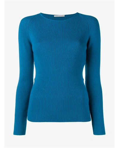 Emilia Wickstead Heidi Cutout Sides Ribbed Sweater In Blue