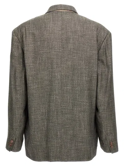 Magliano 'textured Double Breasted Blazer' In Gray