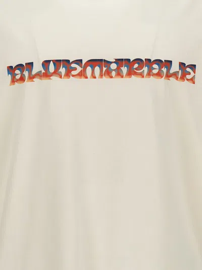 Bluemarble White Sweater With Maxi Print In Cotton Man In White