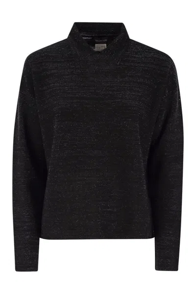Fabiana Filippi Women's Cotton And Lurex Polo Neck Sweater In Black