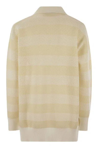 Fabiana Filippi Over Shirt In Wool And Cotton In Beige