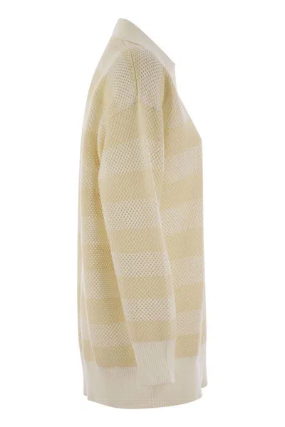 Fabiana Filippi Over Shirt In Wool And Cotton In Beige