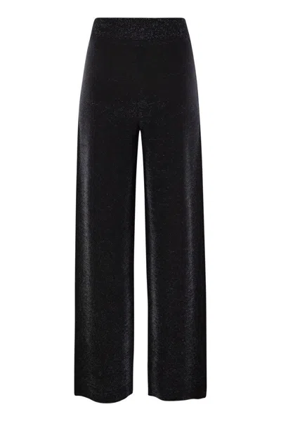 Fabiana Filippi Wide Trousers In Organic Cotton And Lurex In Black