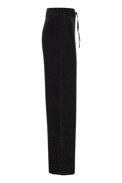 Fabiana Filippi Wide Trousers In Organic Cotton And Lurex In Black