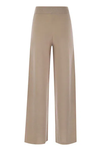 Fabiana Filippi Wide Trousers In Organic Cotton And Lurex In Powder Pink