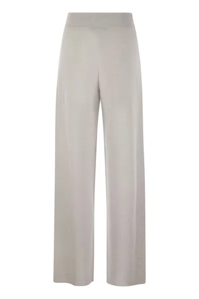 Shop Fabiana Filippi Wide Trousers In Organic Cotton And Lurex In White