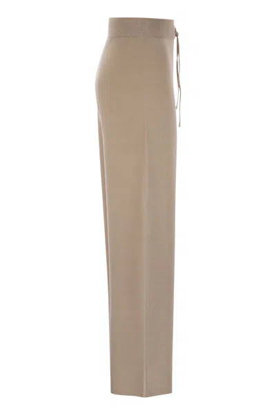 Fabiana Filippi Wide Trousers In Organic Cotton And Lurex In Powder Pink
