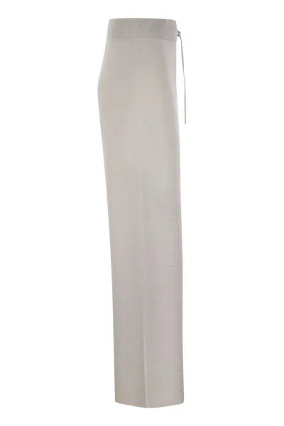Shop Fabiana Filippi Wide Trousers In Organic Cotton And Lurex In White