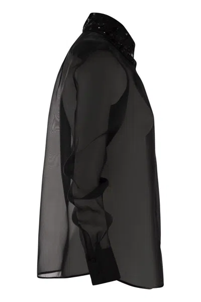 Fabiana Filippi Women's Silk Organza Shirt With Embroidery In Black